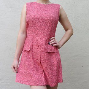 Vintage Express Red White Sleeveless Dress Romper